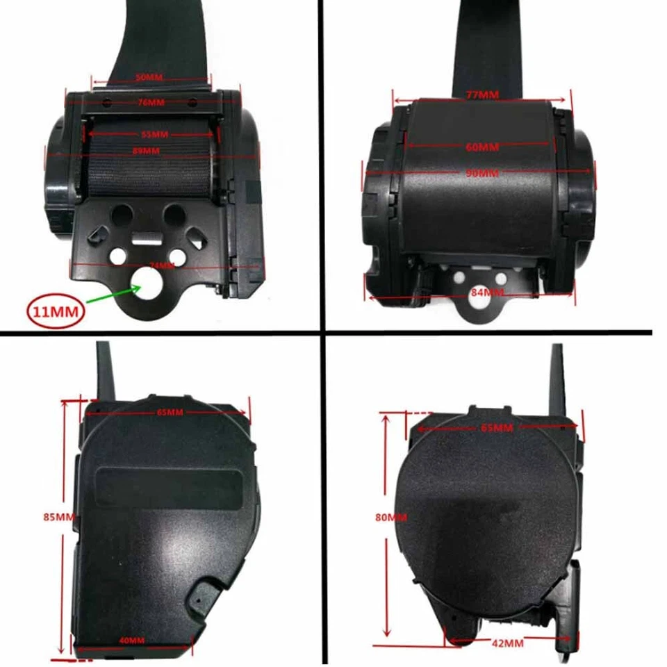 2Set Retractable 3 Point Safety Seat Belt Straps Car Vehicle Adjustable Belt Kit - Image 2 of 4