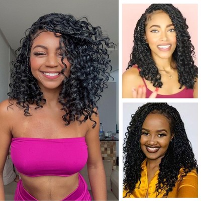 Goddess Box Braids Crochet Hair With Curly Ends 14 Inch 8 Packs