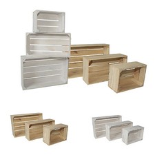 3er Set Dekokisten aus Holz Holzkiste Weinkiste Allzweckkiste Truhe Holzbox (3)