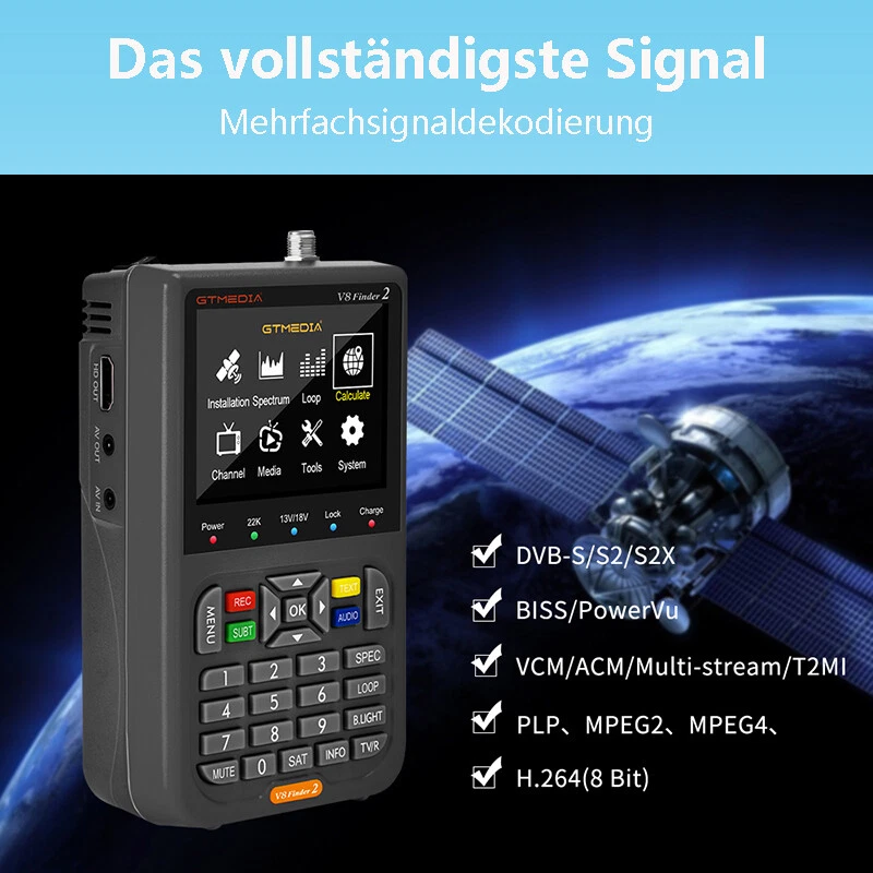 Profi GTMEDIA Finder2 3.5'' LCD Satelliten Messgerät Sat DVB-S2/S2X HD Satfinder - Bild 4 von 4