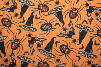 HALLOWEEN Fabric HALF YARD 1/2 Yd. YD {100% COTTON} Spiders Witch FALL SPOOKY