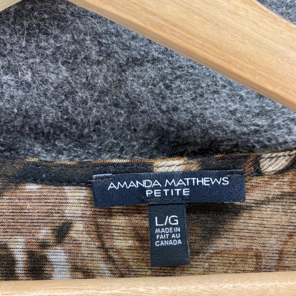 Блузка женская Amanda Matthews L большая коричневая с геометрическим v-образным вырезом с длинным рукавом повседневная - Изображение 3 из 4