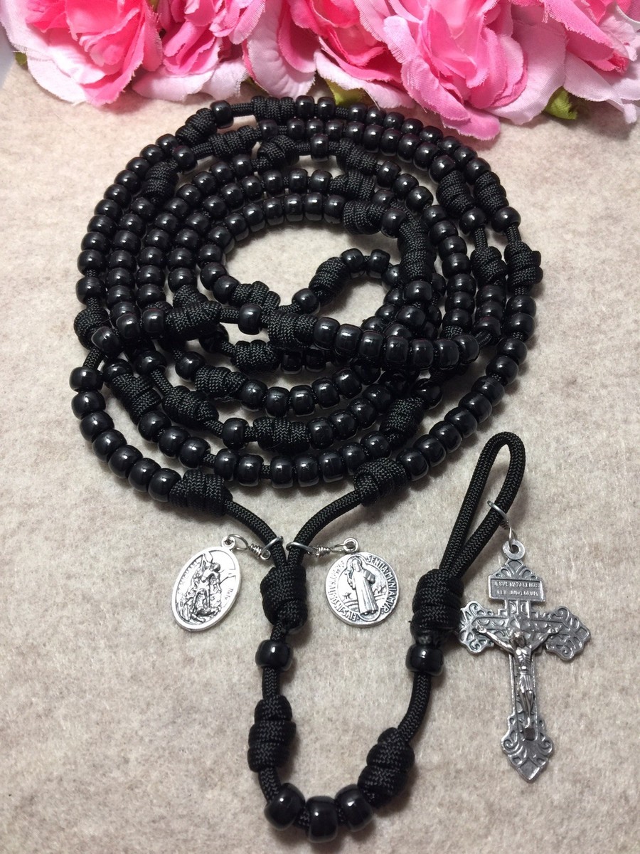 20 Decade Catholic Rosary- St Benedict St Michael Medals- Handmade