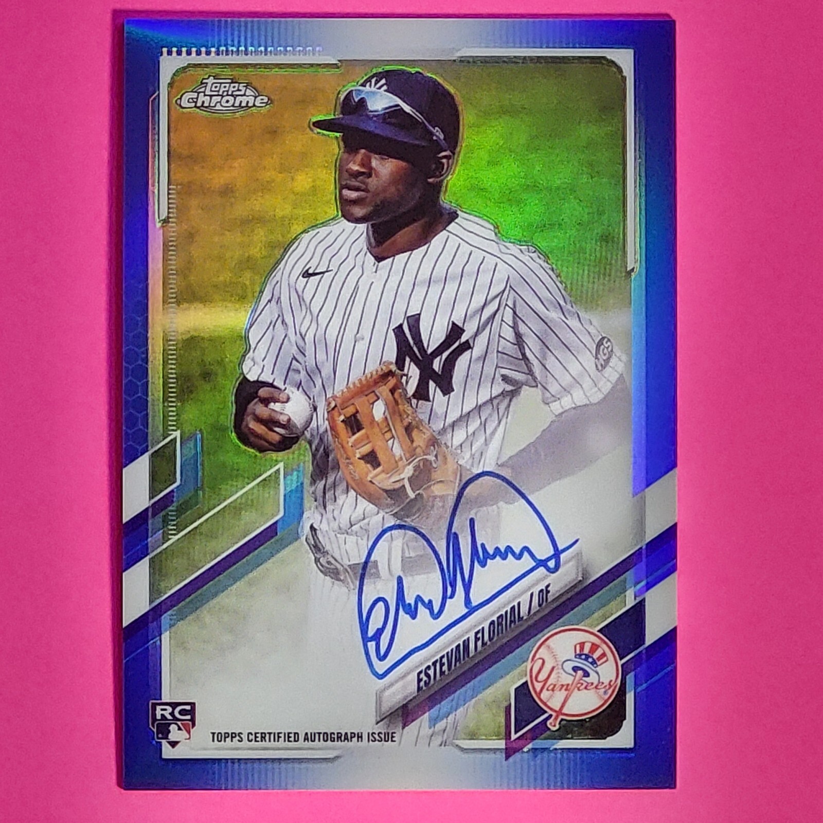 2021 Topps Chrome Blue Refractor #d/150 Estevan Florial #RA-EF Rookie Auto RC