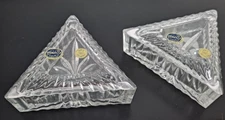 Bohemia Crystal Triangular Candy Dish Bowls with Lids, 24% PbO, Czech Republic
