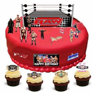 Wwe Wrestling Joyeux Anniversaire Stand Up Scene Comestible Gaufre Papier Cake Topper Ebay