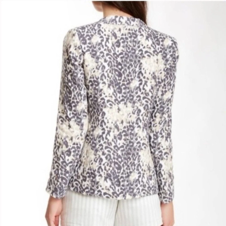 Joie leopard print linen blazer jacket beige plum - Image 3 of 4