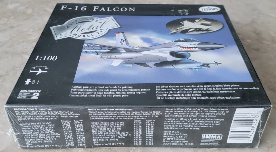 Vintage New 1999 Testors F-16 Falcon Metal Body Model Kit 1:100 Scale #5540 NIB - Image 2 of 4