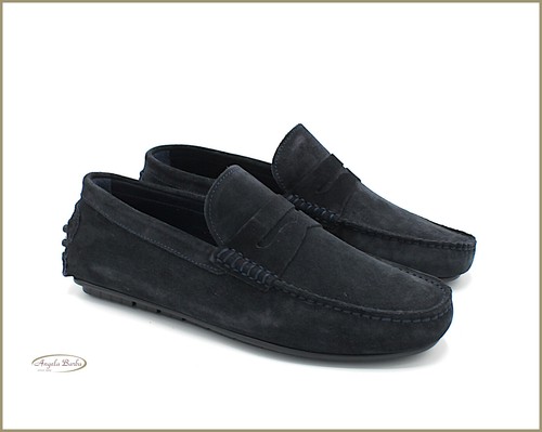 Mocassini da uomo in vera pelle estivi mocassino camoscio scarpe estive  navy blu | eBay
