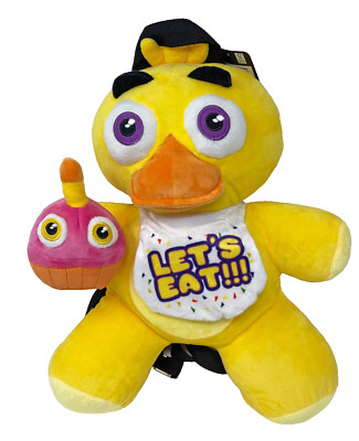 FNAF Chica with Cupcake Plush 14'' Backpack Let's Eat Bioworld New with Tags