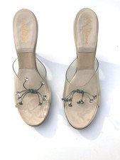 Springolators Vintage JW Robinson Ca 60s Heel mules rhinestone clear vinyl 7.5N