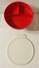 Tupperware Munchkids Divided Pink Bowl  W/ Clear Lid 2552A