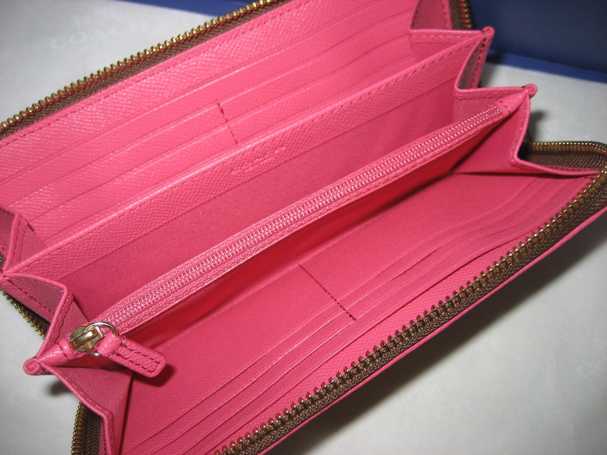 NWT Coach Signature Canvas w/Leather Accordion Zip Wallet 52859 IM