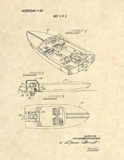 Vintage Chris Craft Boat US Patent Art Print- Vintage Boat Antique Boat - 887