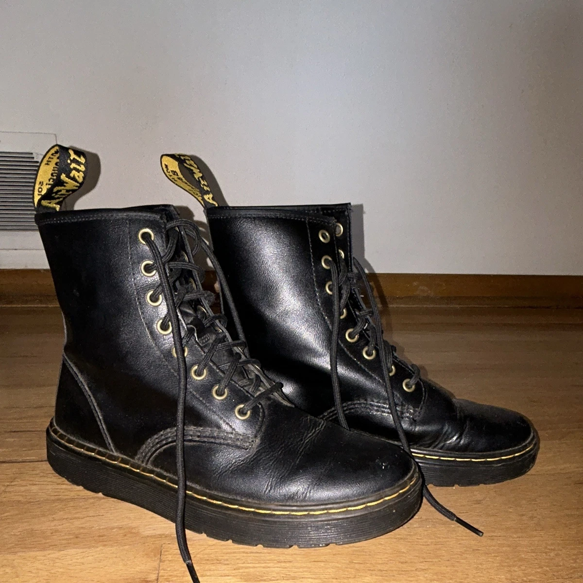 Dr. Martens Boots Mens Size 9 Black Leather Motorcycle Biker Combat 10963 Y2K Dr. Martens Cushioned Biker Boots for Men for Sale | Shop  main image 3