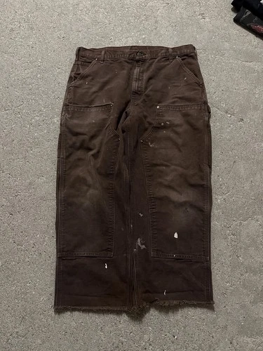 Vintage Carhartt Double Knee Canvas Pants Faded Brown 36x30 Baggy - product listing photo