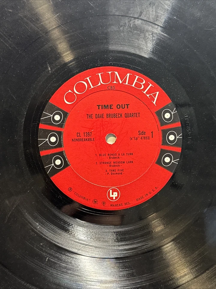 Dave Brubeck Quartet Time Out 1959 Columbia CL 1397 MONO Vinyl Vintage Record  - Image 4 of 4