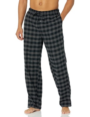 Amazon Essentials Herren Flanell-Pyjamahose Grau Schwarz Karos M Atmungsaktiv