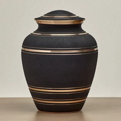 Black Brass Adult 200 Cubic Inch Funeral Cremation Urn for Ashes