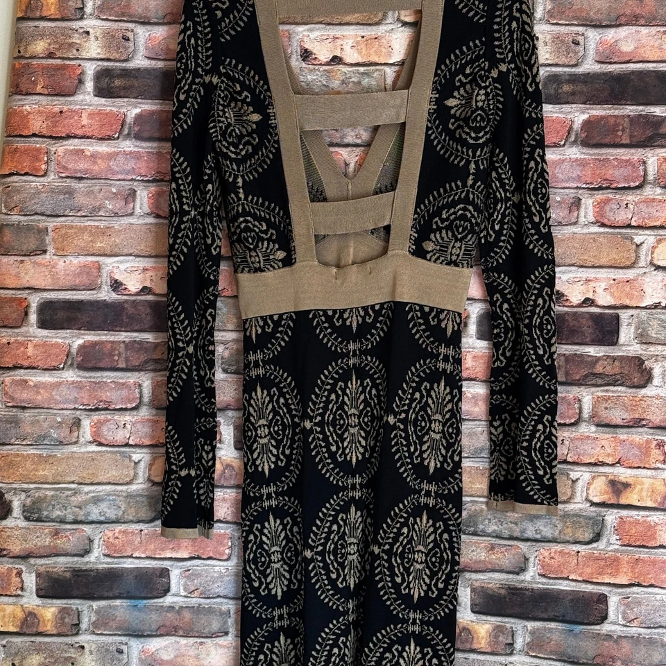 Vestido para mujer Arden B talla M negro dorado funda por encima de la rodilla manga larga poliéster Foto 2 de 4