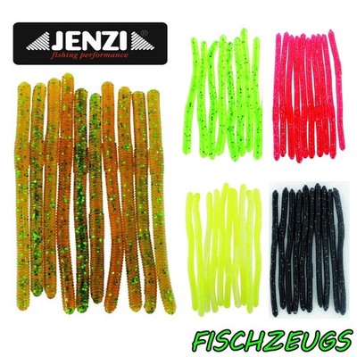 Jenzi Trout Spaghetti Gummiköder 6,5cm Tauwurm Softbait 10st. Forelle Gummiwurm