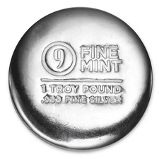 1 Troy Pound Cast-Poured Silver Round - 9Fine Mint