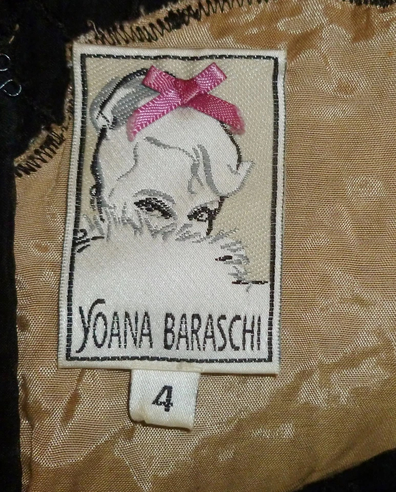 Yoana Baraschi Dress 100% Silk Illusion Inset Lined Black Beige 4 Cocktail Party - Image 3 of 3