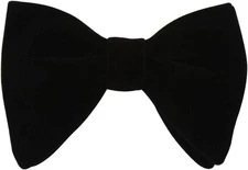 Mens Oversized Velvet Bow Tie Solid Color Formal Tuxedo Pre-Tied Big Black 