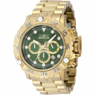 Invicta Subaqua 47185 Men 55.4mm Gold Green Dial Quartz Stainless Steel Watch