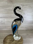 VTG Rare Murano Glass Blue Heron Signed - Italy 14” - 6+ Lbs. Gorgeous Color