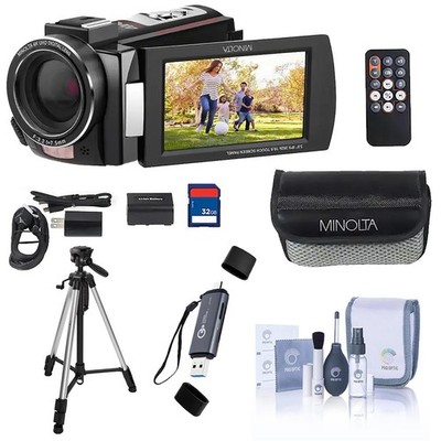 Minolta MN4K25NV 30MP 4K Ultra HD 3'' Touchscreen Camcorder with Night Vision, Bl
