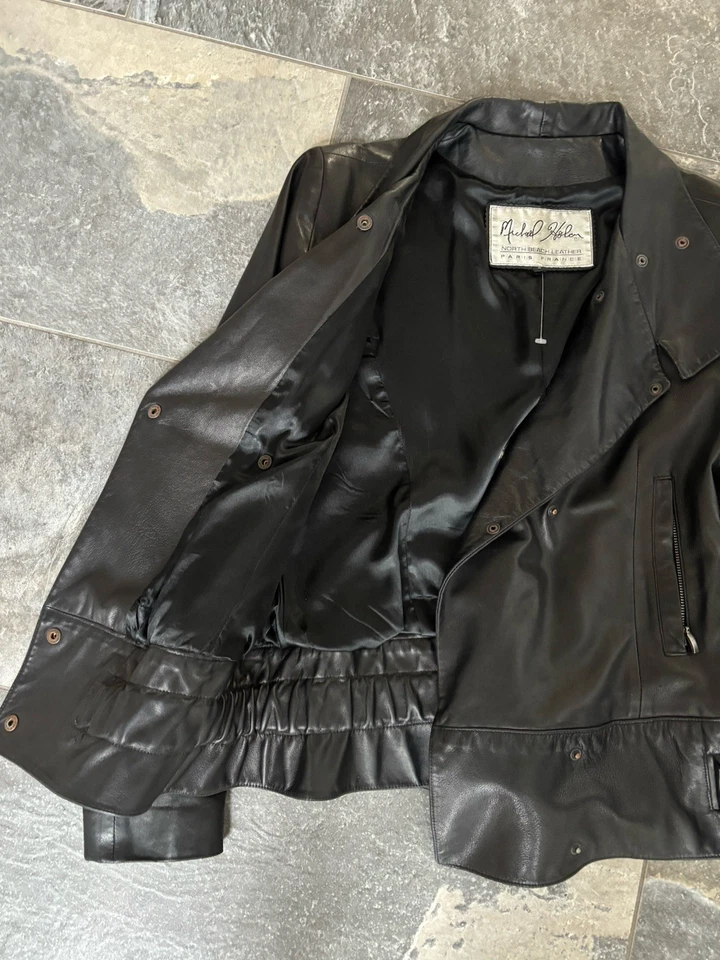 Michael Hoban North Beach Womens Black Genuine Leather Full Zip Jacket Size 4 - Image 3 of 4