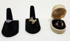 Vintage & Costume Jewelry Lot Of 3 Mixed Rings With Gemstones