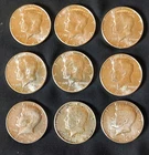 9- Silver Kennedy Half Dollars 1966-68 40% Mostly Unc