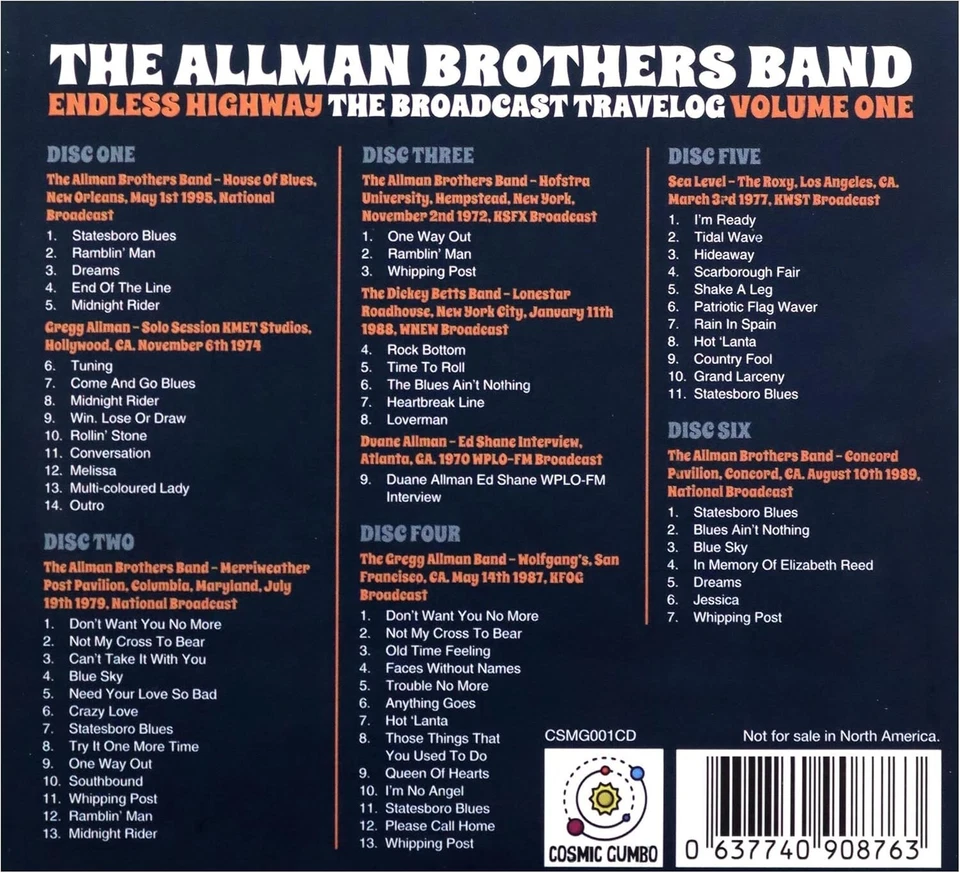The Allman Brothers Band-  Endless Highway: Broadcast Travelog Vol 1 (6CD) - Image 2 of 2