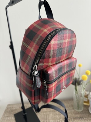 NWT Coach charlie backpack with gingham print COACH® Outlet | Medium Charlie Backpack With Gingham Print main image 4