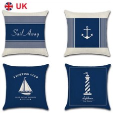 UK 18'' Nautical Art Sea Ocean Cushion Cover Pillow Cases Sofa Home Decor Anchor