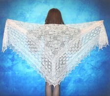 Handmade Knitted Goat Hair Fuzzy Orenburger Shawl Scarf Wrap Stole