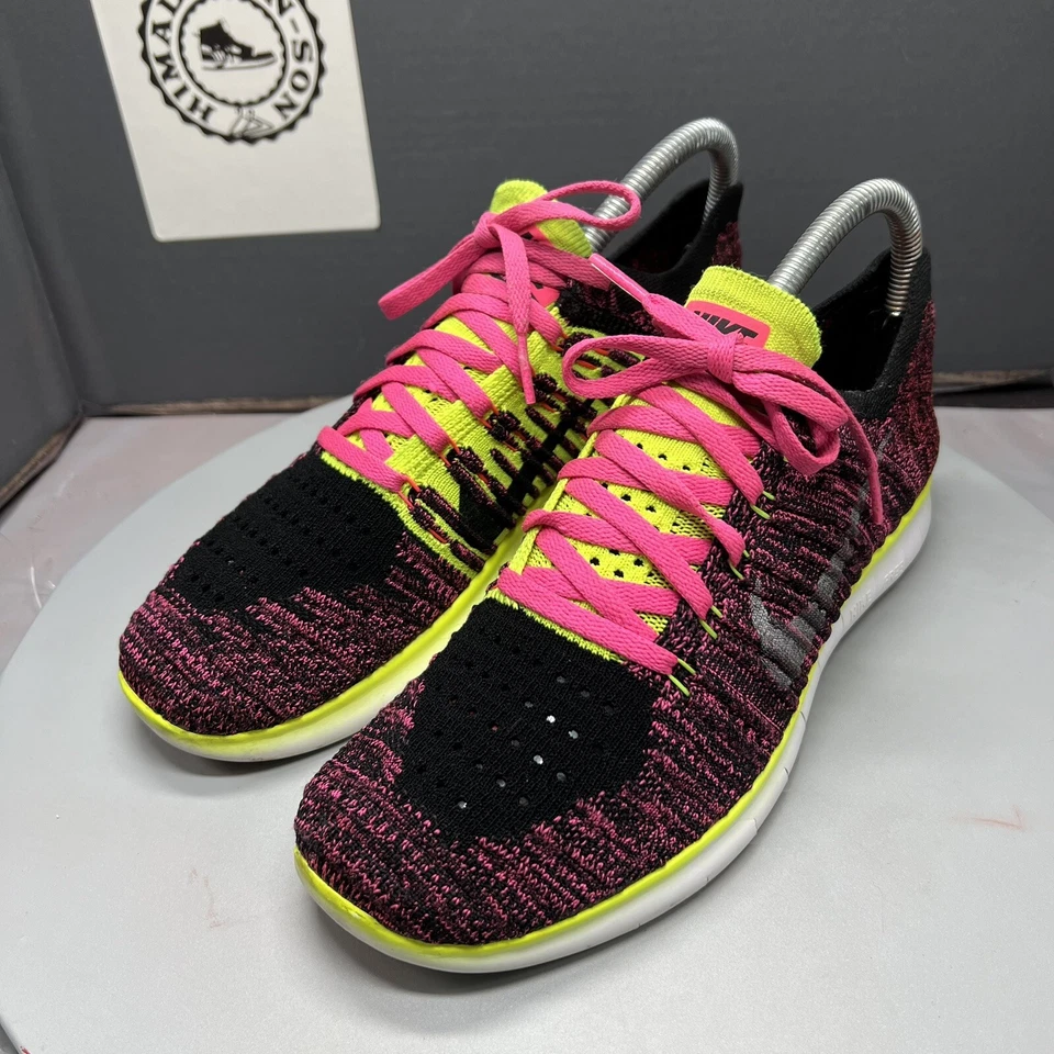 Nike Free RN Flyknit Rosa/Voltio, 834363-600 Juvenil Talla 5Y Mujer Talla 6.5 Usado Foto 3 de 4