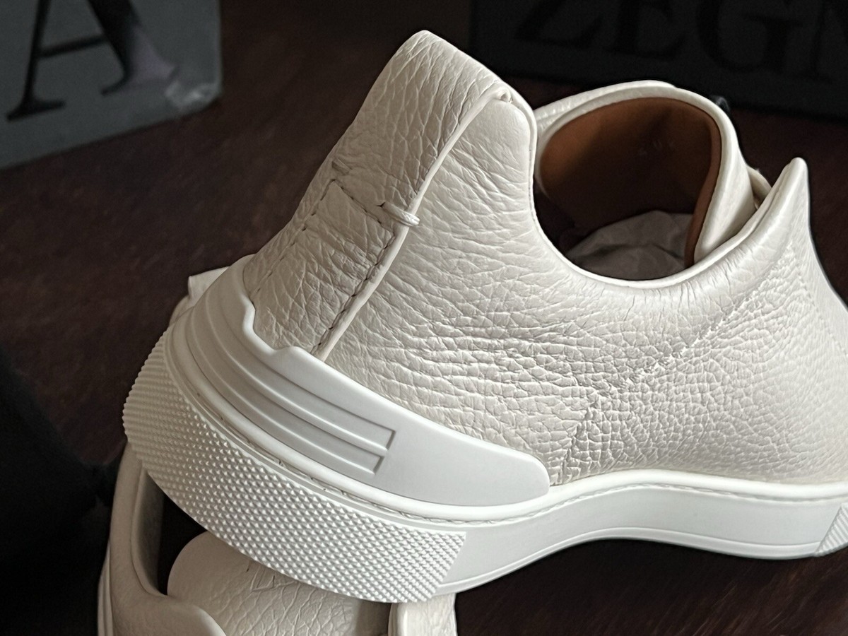 スニーカー ZEGNA SNEAKERS WHITE ZEGNA XXX Triple Stitch Off White Deerskin Sneakers US 5 UK