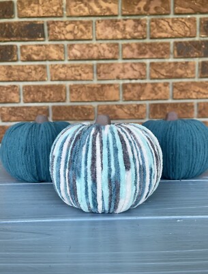 Handmade Chunky Knit Pumpkins With Foam Stem Acrylic Paint