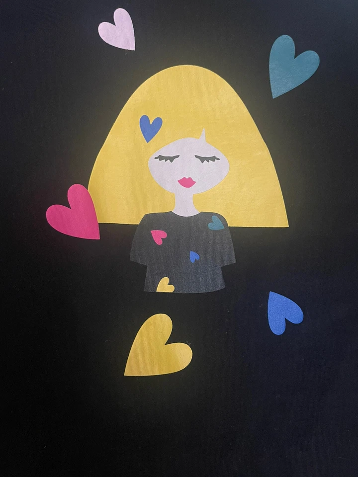 Camiseta manga curta preta nova com etiquetas Sonia Rykiel meninas tamanho 10 com logotipo multicolorido - Imagem 2 de 4