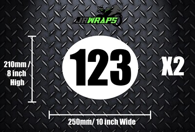 Oval Racing Numbers (X2) Oval Race Numbers Stickers Decals - Any 3 Digits - MATTE BLACK ...