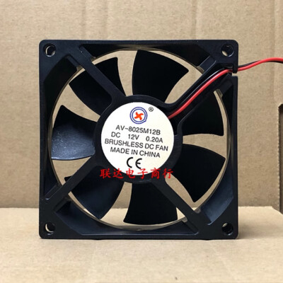 1 Pc. AV-8025M12S DC12v 0.20A 8025 8cm 2-Wire Cooling Fan