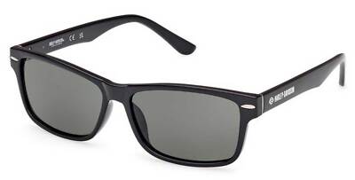 Harley-Davidson Men's Rectangular Injected Sunglasses, Shiny Black Frames