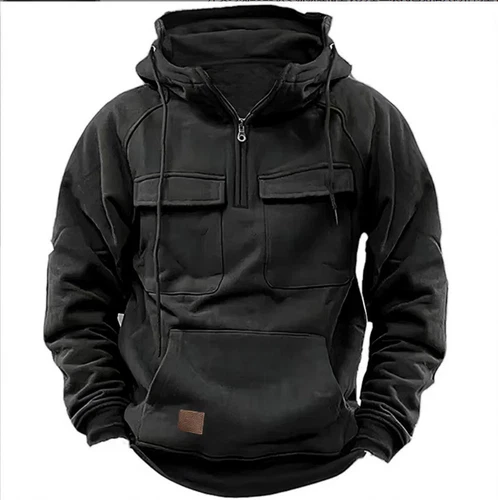 Men Tactical Sweatshirt Quarter Zip Cargo Pullover Hoodies, Outdoor Winter Jacke - Picture 8 of 22