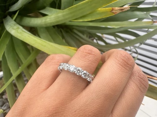 2Ct Round Lab Created Diamond Women's Wedding Band Ring 14K White Gold Plated