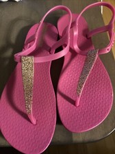 IPANEMA GIRLS PINK THONGS SANDALS GOLD GLITTER SIZE 4