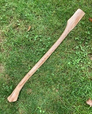 HICKORY 32" Single Bit Bent AXE HANDLE Fire Finished & Lacquered ~ Amish Made