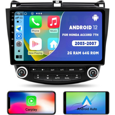 For Honda Accord 2003-2007 Apple CarPlay Android12 Car Stereo Radio GPS WIFI 64G